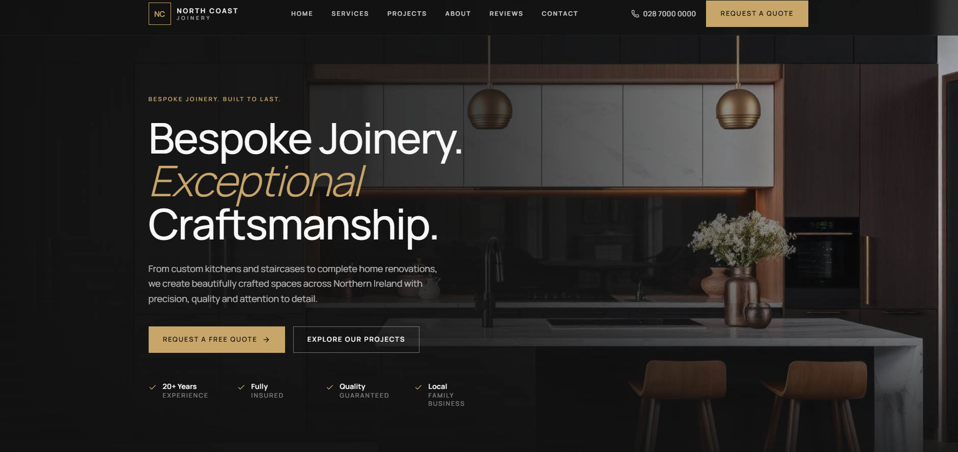 North Coast Joinery interactive demonstration website homepage